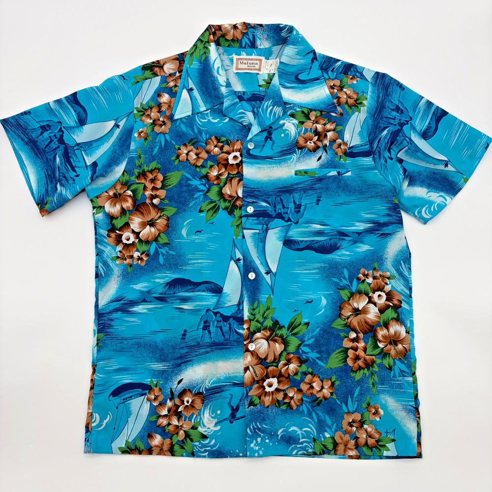 Vintage Maluna Hawaii Mens Multicolor Shirt Size M